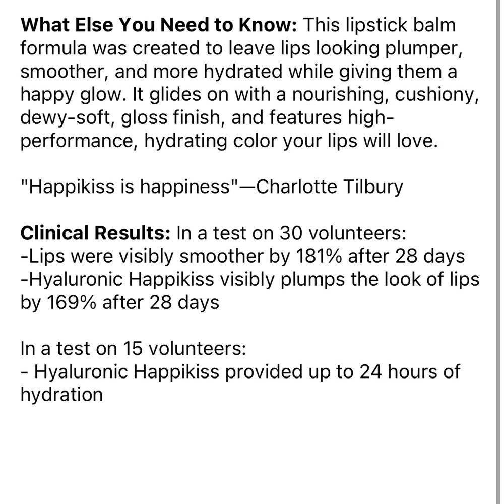 Charlotte Tilbury happy hyaluronic plus happy kiss and color. Passion kiss NWT - Picture 7 of 7